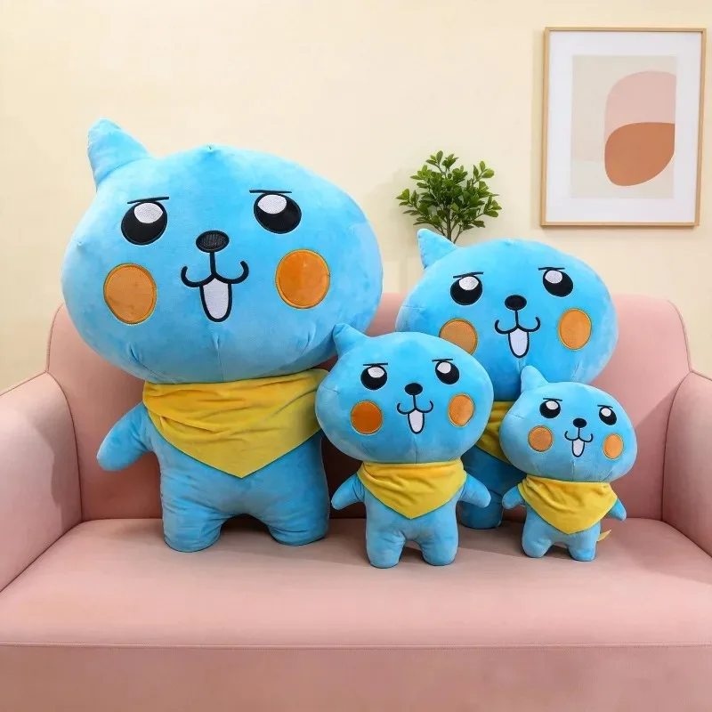 Soft Huggable Qoo Plushie Blue Cartoon Character Stuffed Toy with Cheeky Face & Yellow Scarf Great for Fans & Kids Bedroom Decor