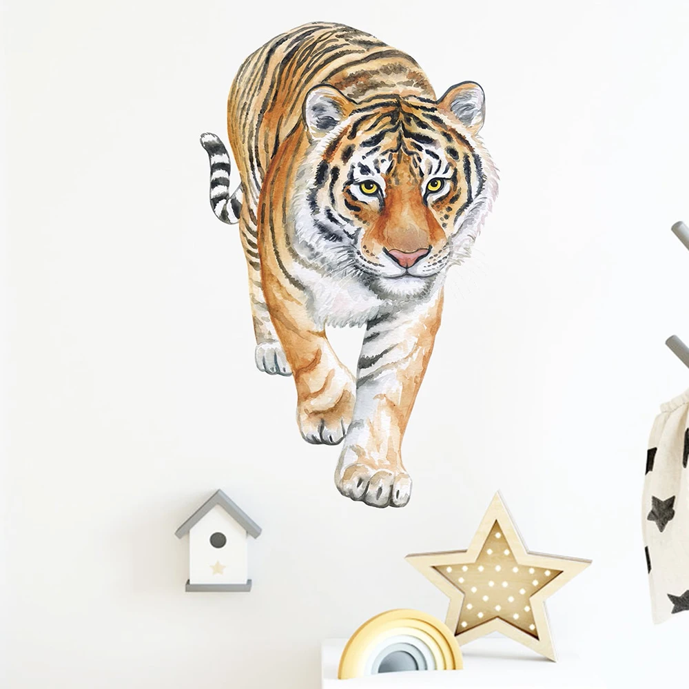 1pc 3D Tiger Wall Sticker For Kids Baby Rooms Self-adhesive Waterproof Wallpaper Home Decor Living Rooms Wall Decals 45X70cm