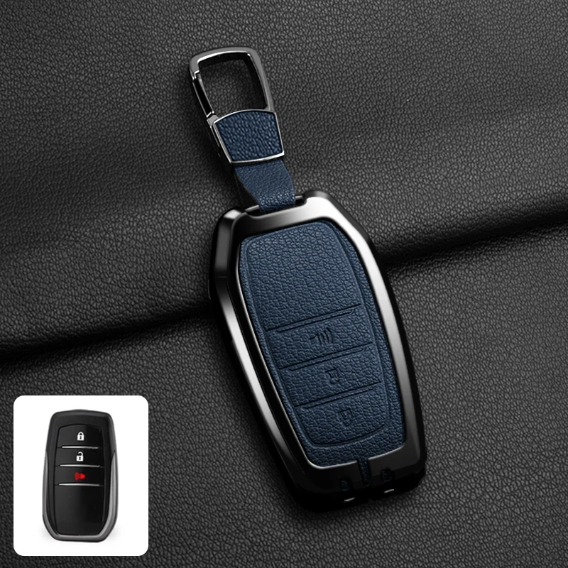 Passende Schlüsselhülle aus Zinklegierung und Leder für Toyota CHR Hilux Fortuner Land Cruiser 200 Camry Corolla Crown RAV4 Highland – Detail 33