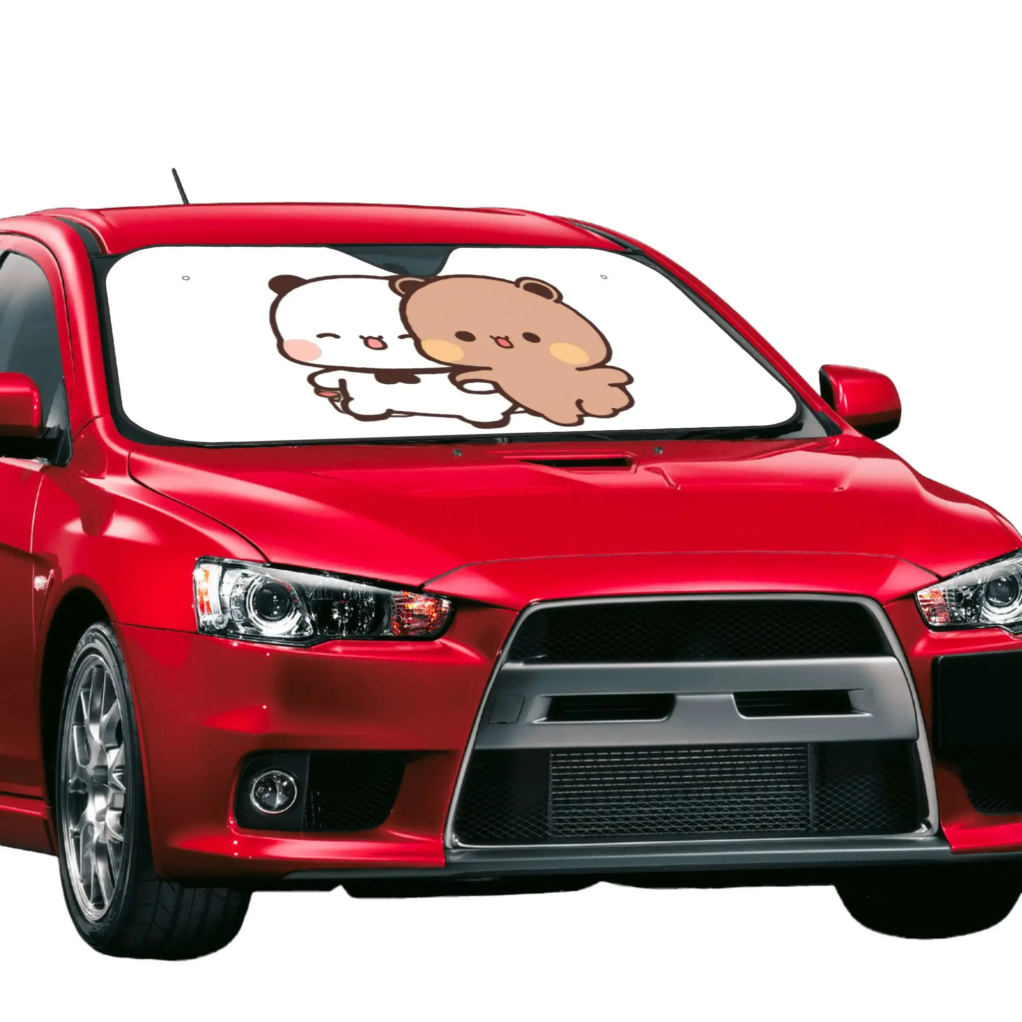 Panda Bear And Brownie True Love Bubu Dudu Couple Car Front Windshield Sun Visor Car Sun Shade Aluminum Foil Car Sunshade