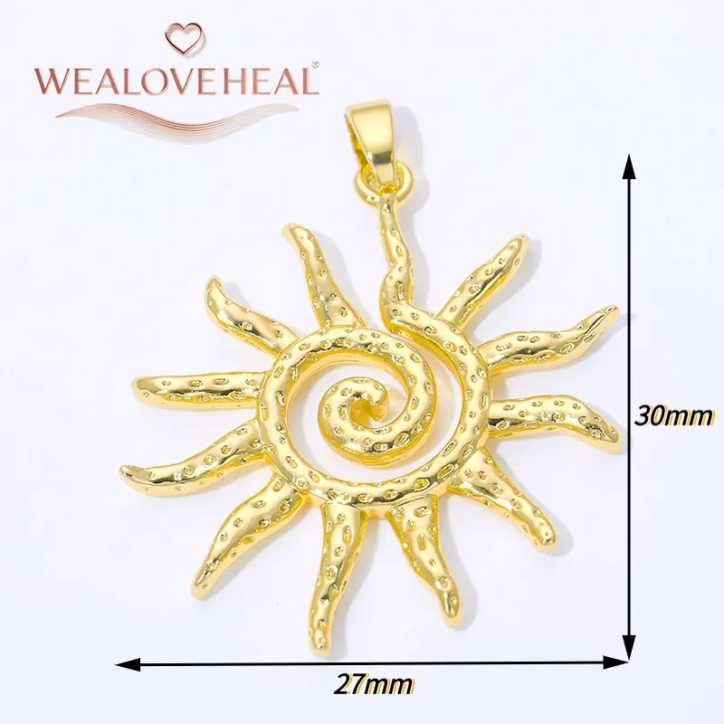 anhänger schmuckherstellung,18K Vergoldete Messing-Sonnenanhänger, Ovale Sonnenstrahlen-Charms mit Hängenden Geometrischen Anhängern, Hochwertige Schmuckkomponenten für Bastelarbeiten – Detail 35