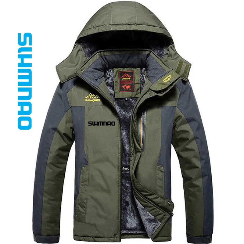 

2025 Outdoor Men's Waterproof Fishing Jacket, Plush Thick Mountaineering Coat, Winter Windproof Bicycle and Cold Proof Jacket