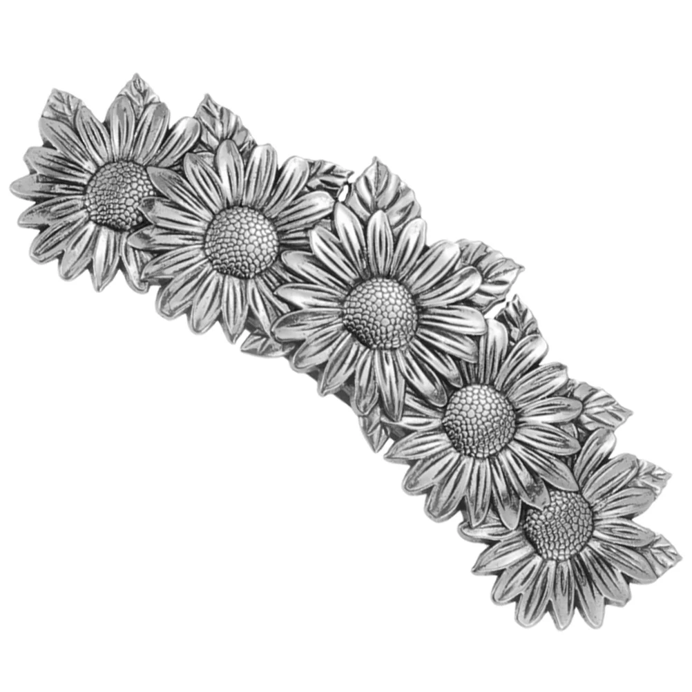 Vintage Viking Hair Clip Daisy Barrette Barrettes for Women Thick Silver Alloy Aesthetic Accessories