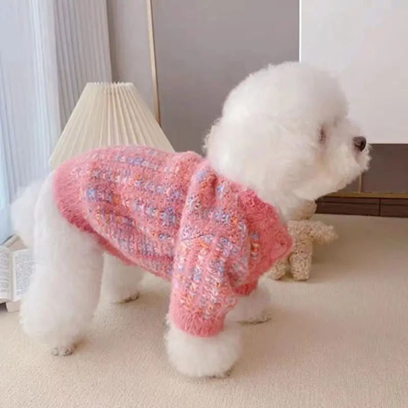 Fashion Autumn Winter Pet  Sweater Cardigan Pet Dog Clothes Heart Warm Dogs Clothing Cat Small Thicken Cute Pink Girl Chihuahua