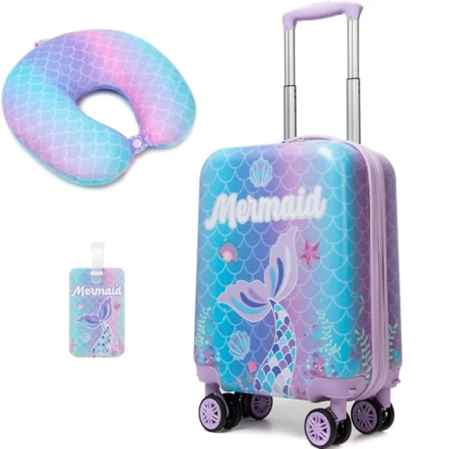 

Cute Mermaid Luggage Set 2 Pcs Suitcase with Spinner Wheels 16" s Luggage for Girls With Wheels Hard Shell Luggage Sets Airline