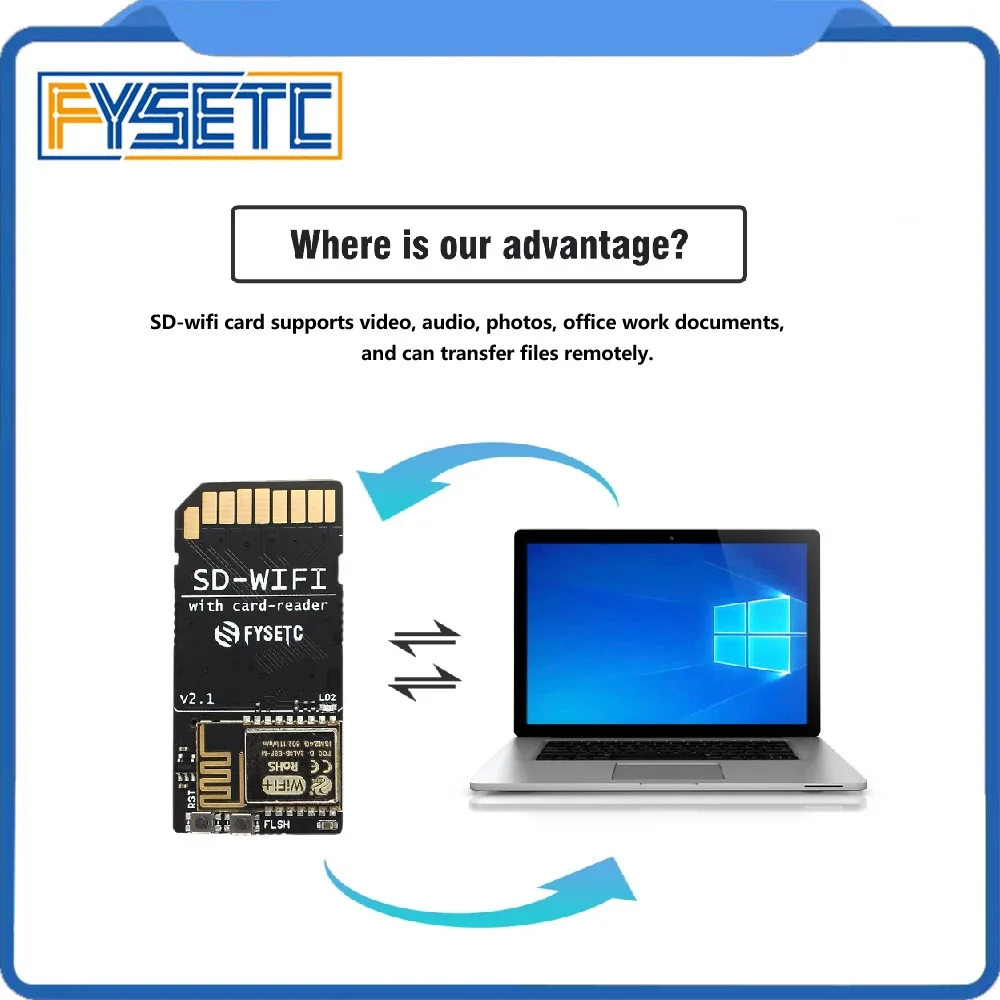 FYSETC SD-WIFI with Card-Reader Module Run ESPwebDev Onboard USB to serial chip Wireless Transmission Module