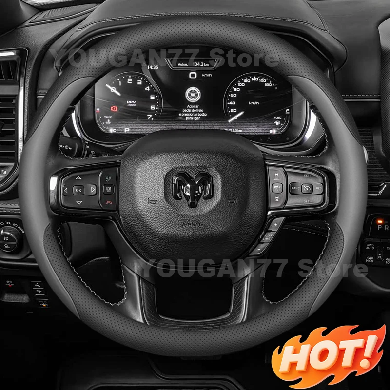 Leather Car Steering Wheel Cover For Dodge RAM 1500 2019- 2025 2026 Trucks 2024-2026 Covers For Covers Auto Interior Accessories