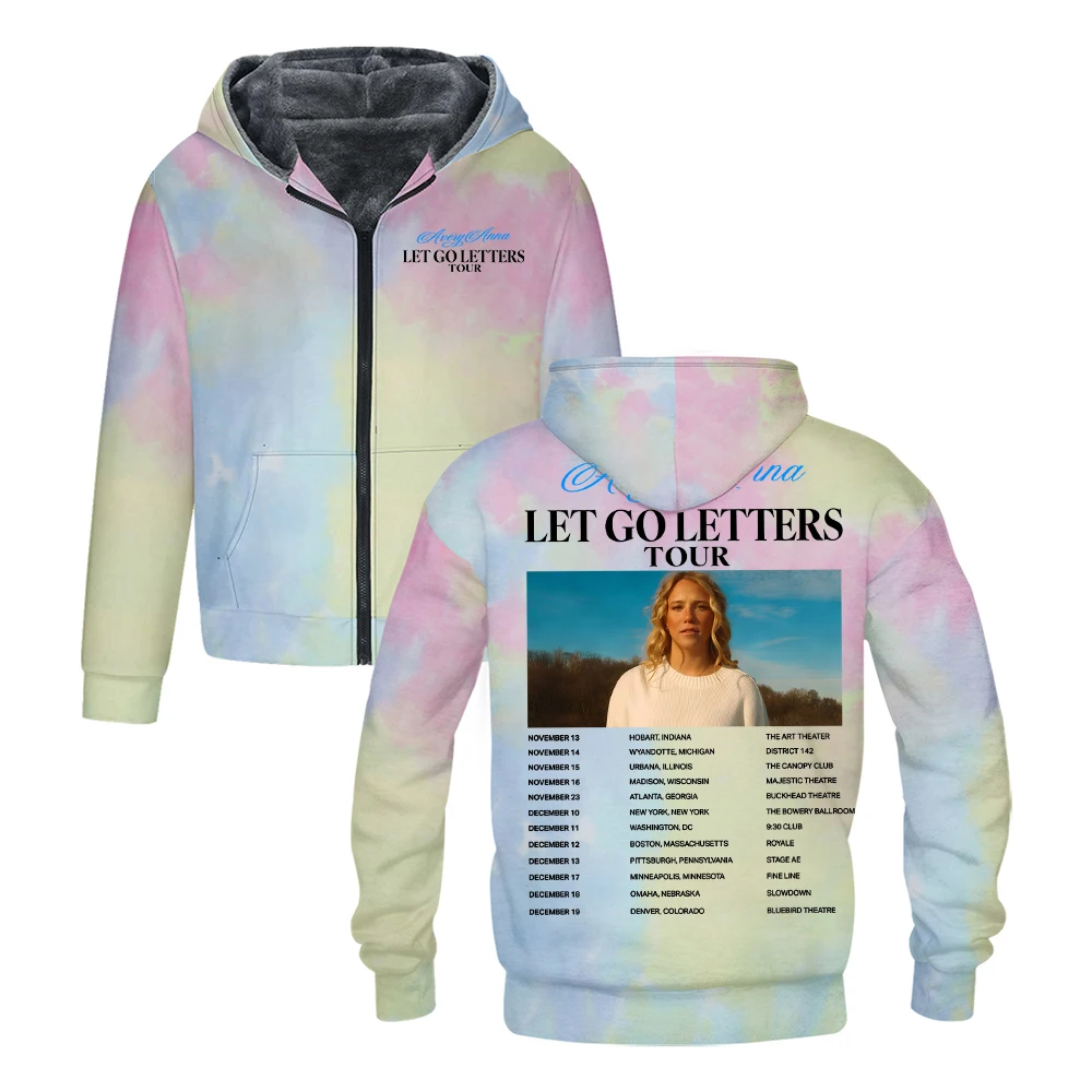 GF Avery Anna Let Go Letters Tour 2025 قلنسوة بسحاب كم طويل ملابس الشارع الشهير النساء الرجال سترة سترات للجنسين معطف الشتاء #1