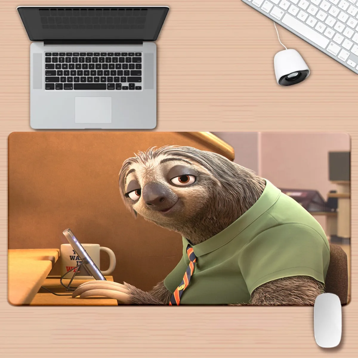 

1pc Zootopia XXL Gaming Mouse Pad - Flash HD Printed Desk Mat with Adorable Sloth Character, Multi-Functional Office & Gaming Ac