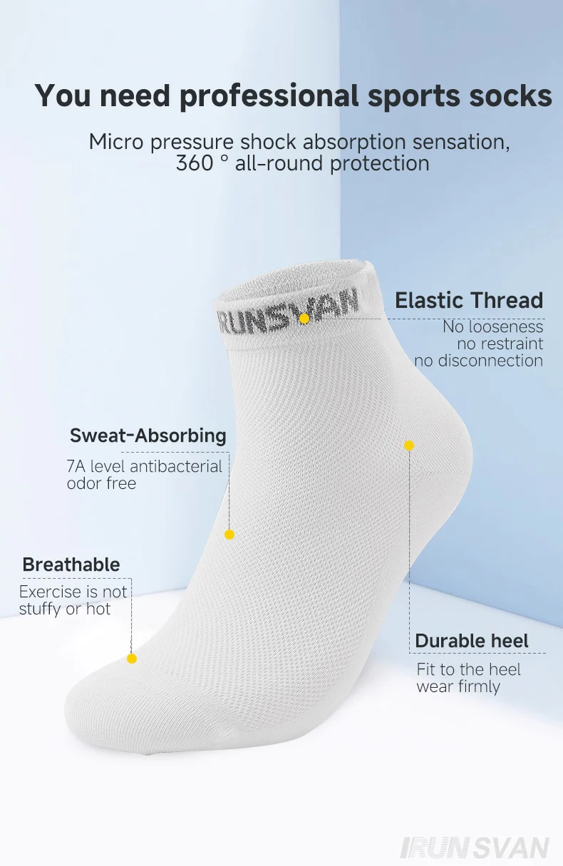 IRUNSVAN Calzini bianchi traspiranti da uomo resistenti all'usura, resistenti allo sporco, facili da pulire, calzature comode per l'uso quotidiano