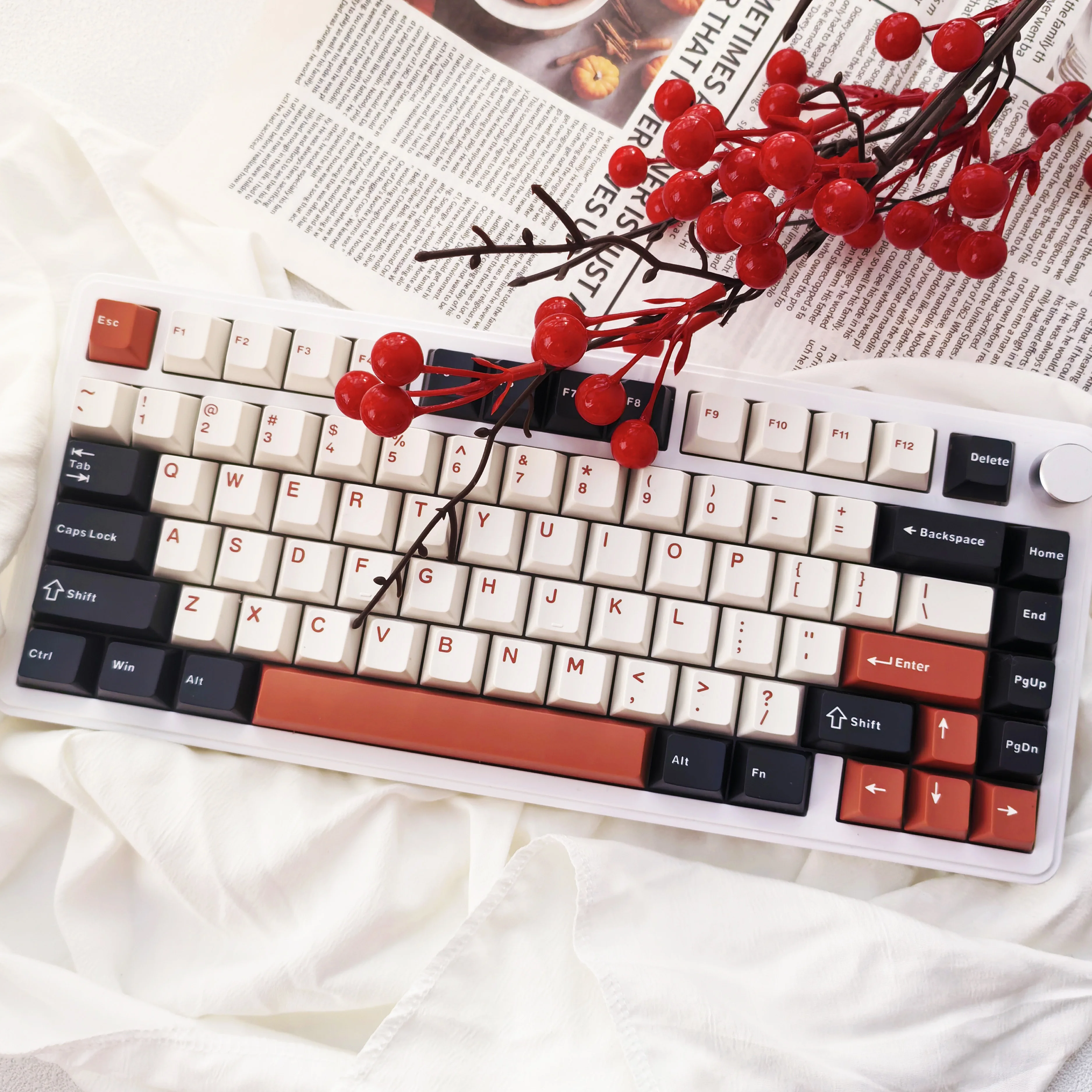 128 Keys Ink Orange Double Shot PBT Keycaps Cherry Profile Key caps for Gateron MX Switches Mechanical Keyboard 4