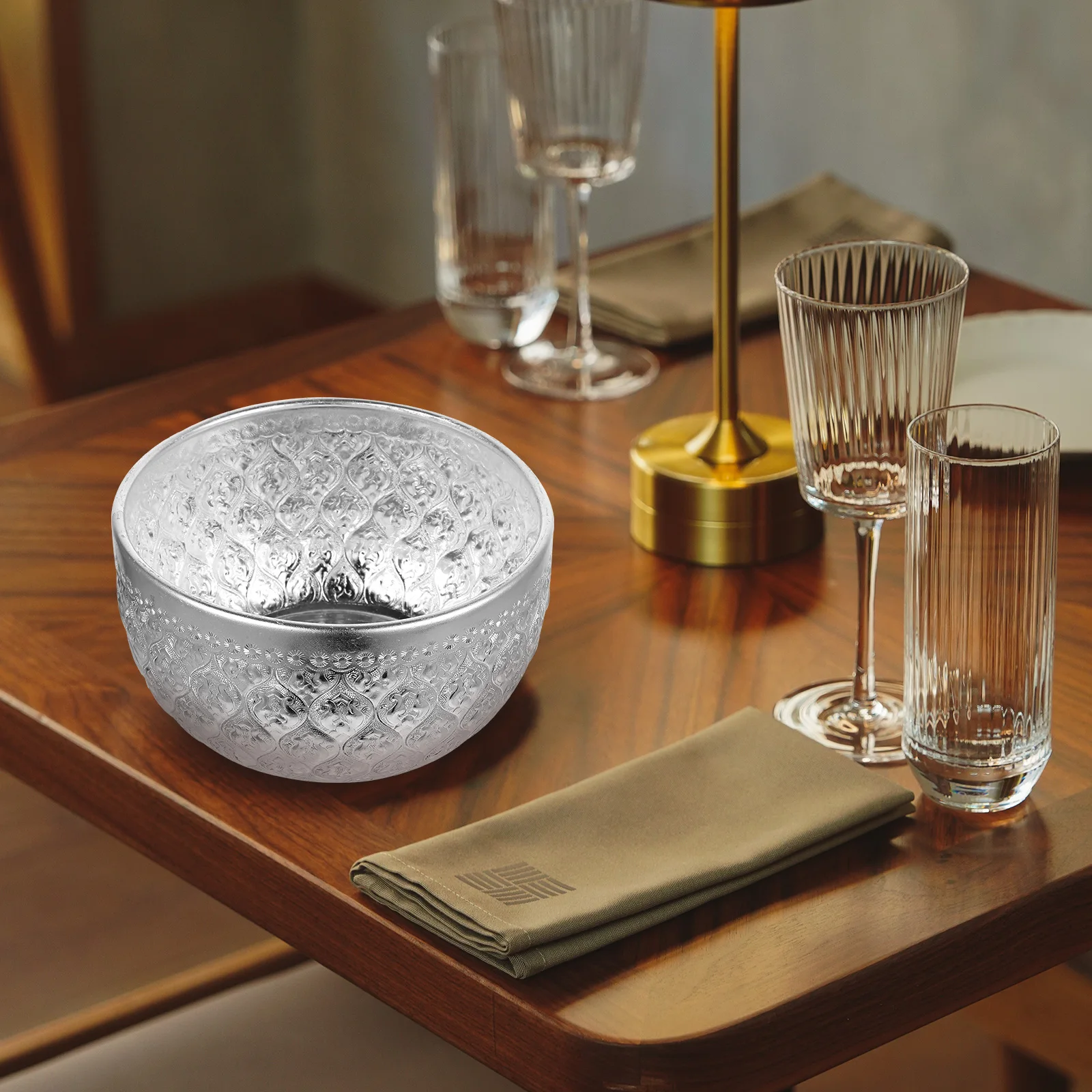 

Tin Carving Bowl 14cm Diameter 8cm Height Alloy Metal Kitchen Food Serving Salad Rice Soup Noodle Bowl