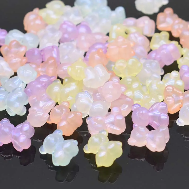 

20/100pcs Rainbow Cute Gummy Bear Acrylic beads for Jewelry Making Necklace Bracelet Bears Christmas Gift Vertical hole