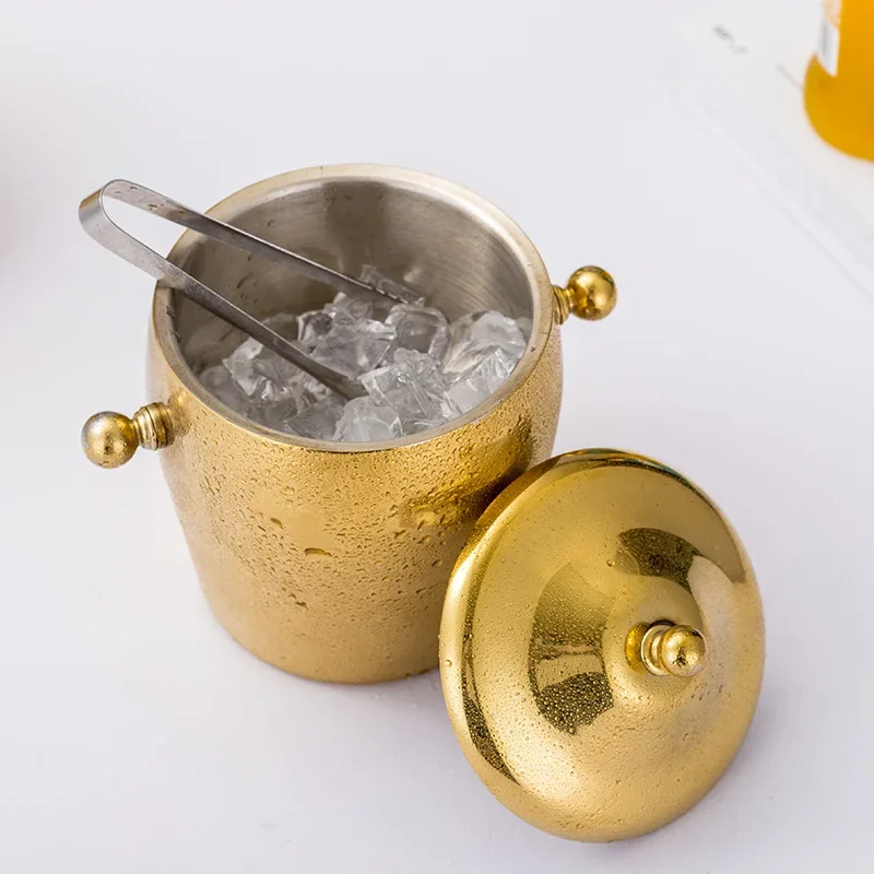 

KTV bar utensils ice bucket Creative double layers stainless steel ice bucket European Champagne bucket wine beer ice bucket