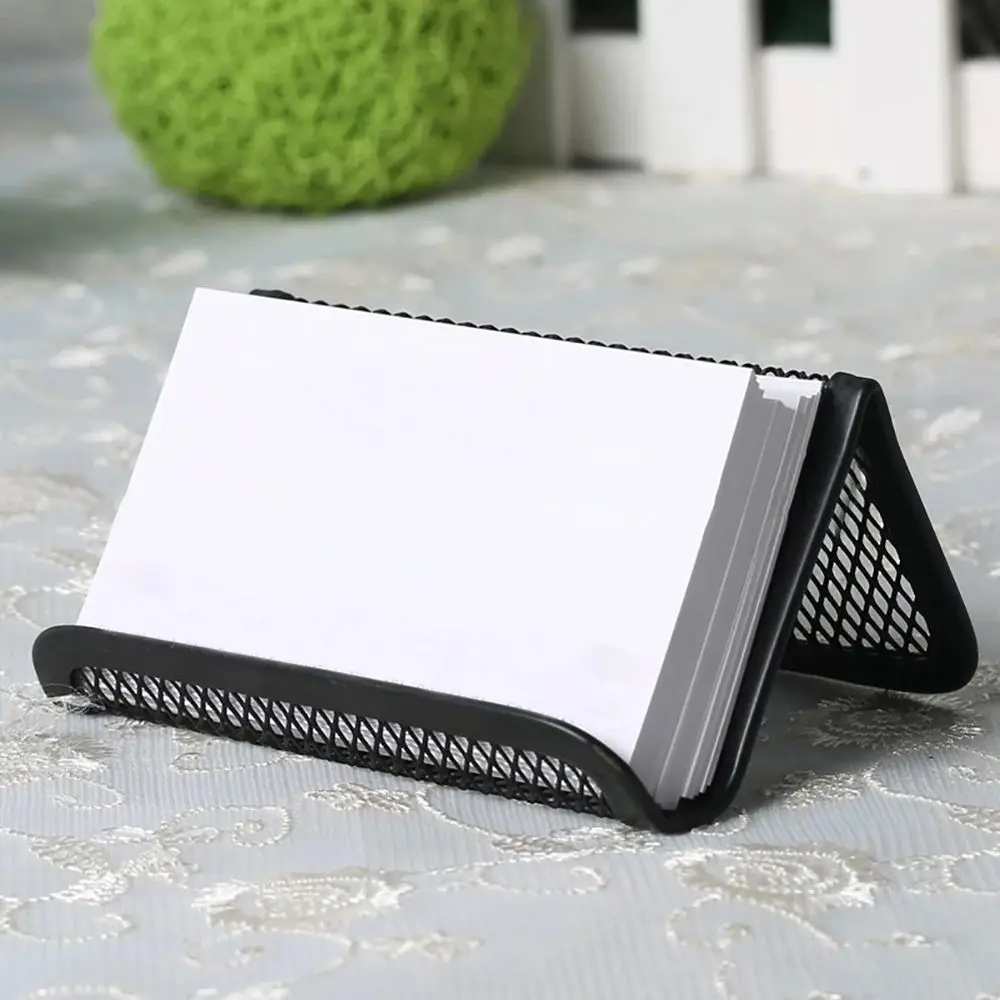 Storage Stand Metal Mesh Black Silver Home Desk Name Card Holder Desk Business Holders Card Display Stands Business Card Holder