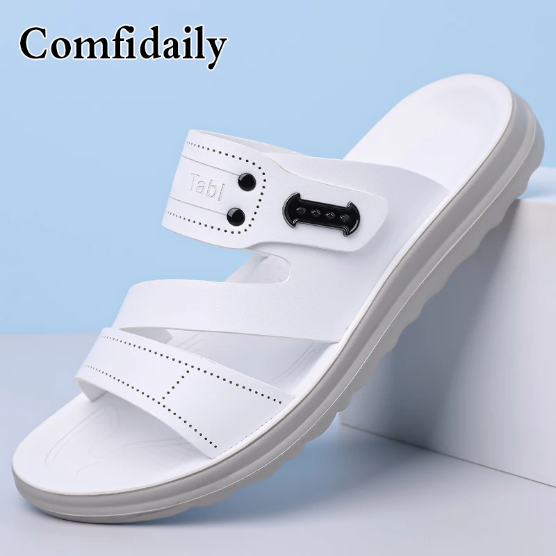 Men's Summer Fashion Sandals Simple Beach Shoes Soft Anti-Slip Flat Slippers for Casual Comfortable Footwear-9010