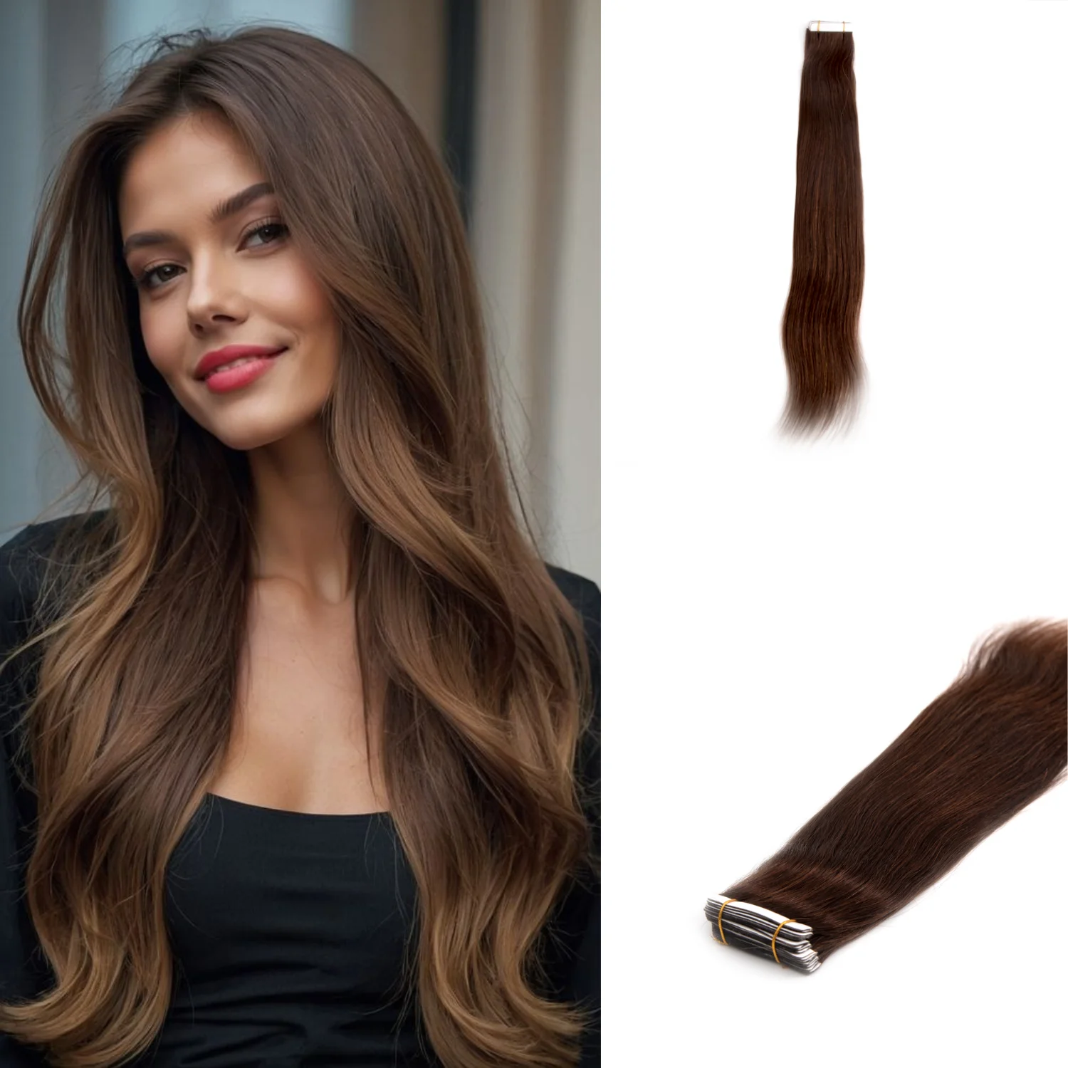 DESHI الشريط في وصلات الشعر Balayage ريمي الشعر البشري الحقيقي للنساء غير مرئية سلس بولي PU الجلد لحمة مستقيم شريط شعر الإضافية