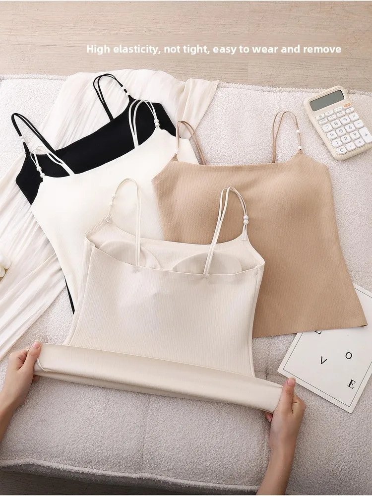 パールストラップ Fce 裏地付きインテイテッド レディース ベスト 下着 胸パッド付き 暖かいインナーウェア トップス 秋冬用