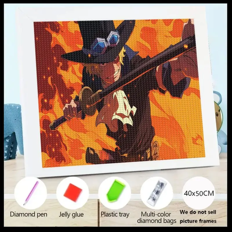 

1 шт. 5D DIY комплект алмазной живописи, цельный Sabo аниме персонаж огня пламя искусства, полная дрель кристалл горный хрусталь вышивка ремесло S
