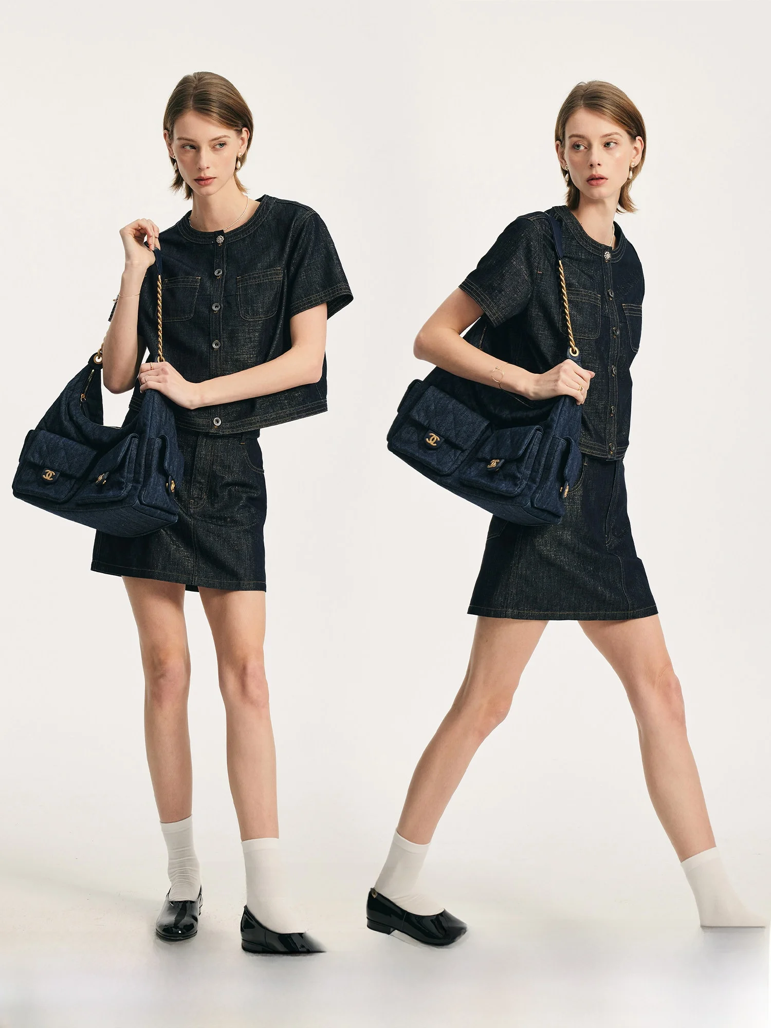 

Ограниченная серия: блестящая джинсовая юбка Smore Rivers из хлопковой ткани для женщин