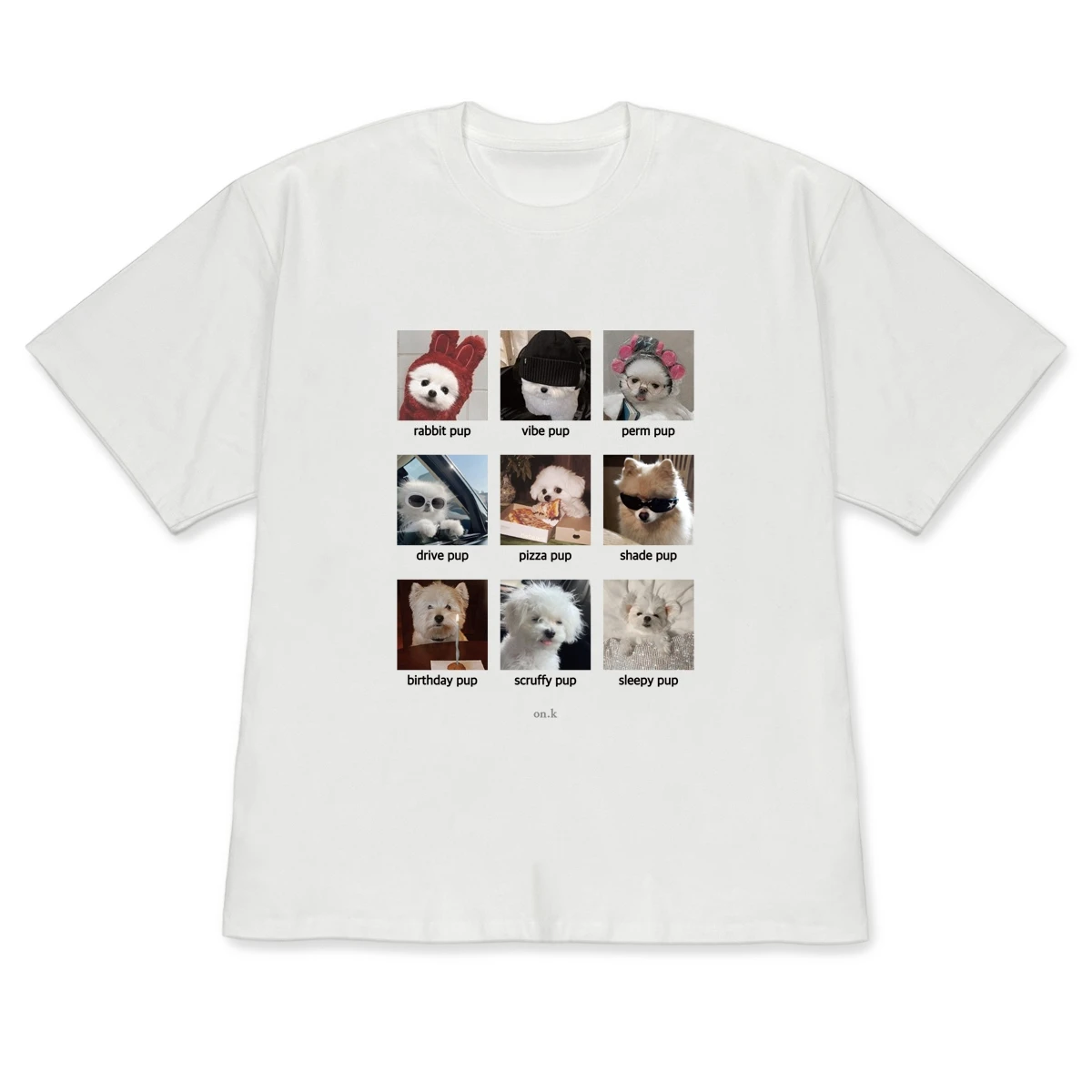 Funny Puppy Mood Grid Graphic T-shirt Versatile Short-Sleeve White Casual Crew Neck Top Cute Quirky Dog Meme Tee for Women Men
