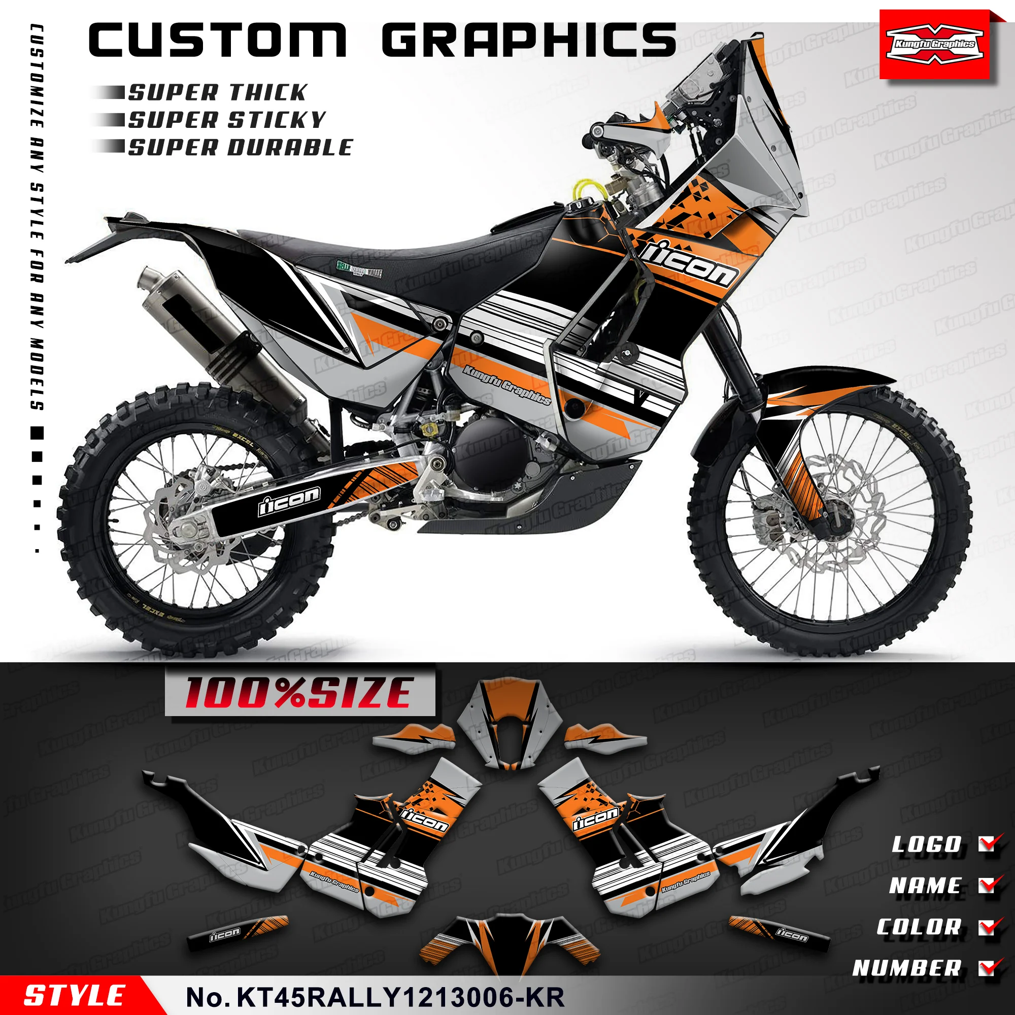 

KUNGFU GRAPHICS Restyle Motorcycle Decals Kit for KTM Rally 450 2012 2013, Style No.KT45RALLY1213006-KR