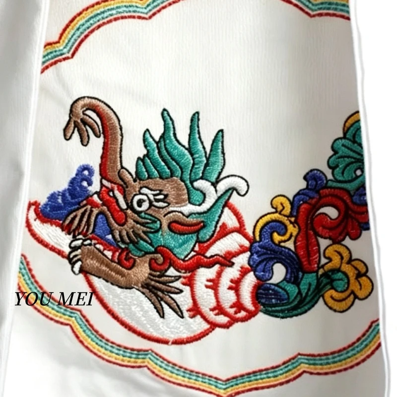 Tibetan-Style Colorful Eight Auspicious Banner with Ribbons,Embroidered Buddhist Hall Decoration, Eight Treasures Victory Banner