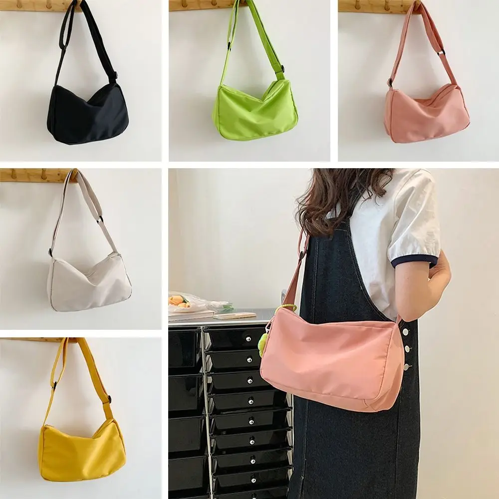 Bolso de mensajero de gran capacidad para niñas, bolsa de hombro de lona Simple, Color sólido