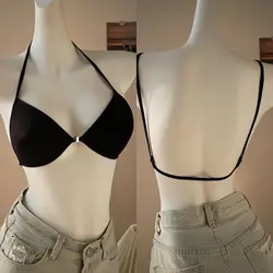 French front buckle bra cross hanging neck backless underwear thin thin belt without steel ring without trace bra