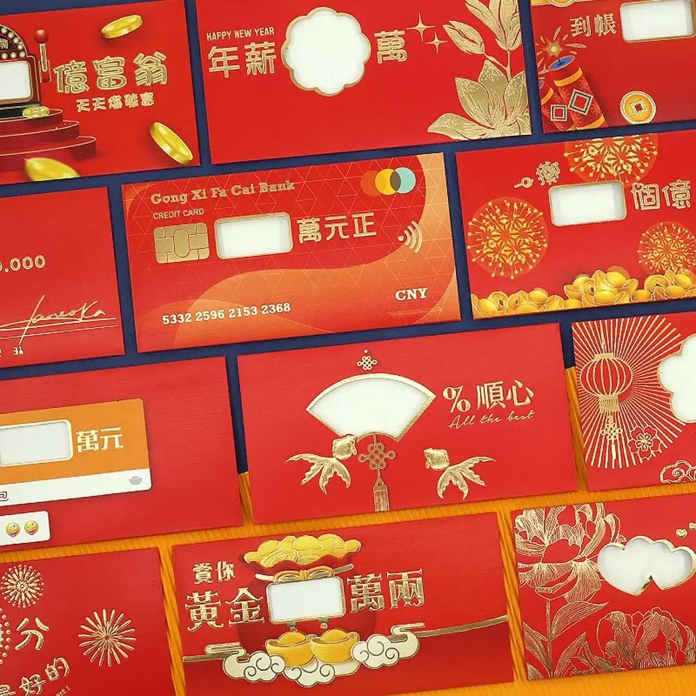 6 Stks/set Diy Kaart Verpakking Chinese Dragon Rode Envelop Zegen Woorden Chinees Nieuwjaar Decoraties Lente Festival Benodigdheden