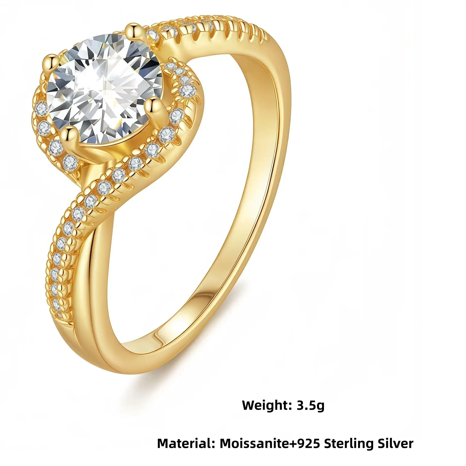 Veeie Veein العلامة التجارية الفاخرة مصمم موضة S925 فضة خاتم مويسانيتي GRA 1-قيراط خاتم الاتجاه خاتم #5