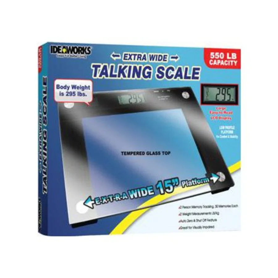 

International Talking Scale 15in x 12in x 1in Platform 550 lb Weight Capacity with Digital Display for Home Use in Black