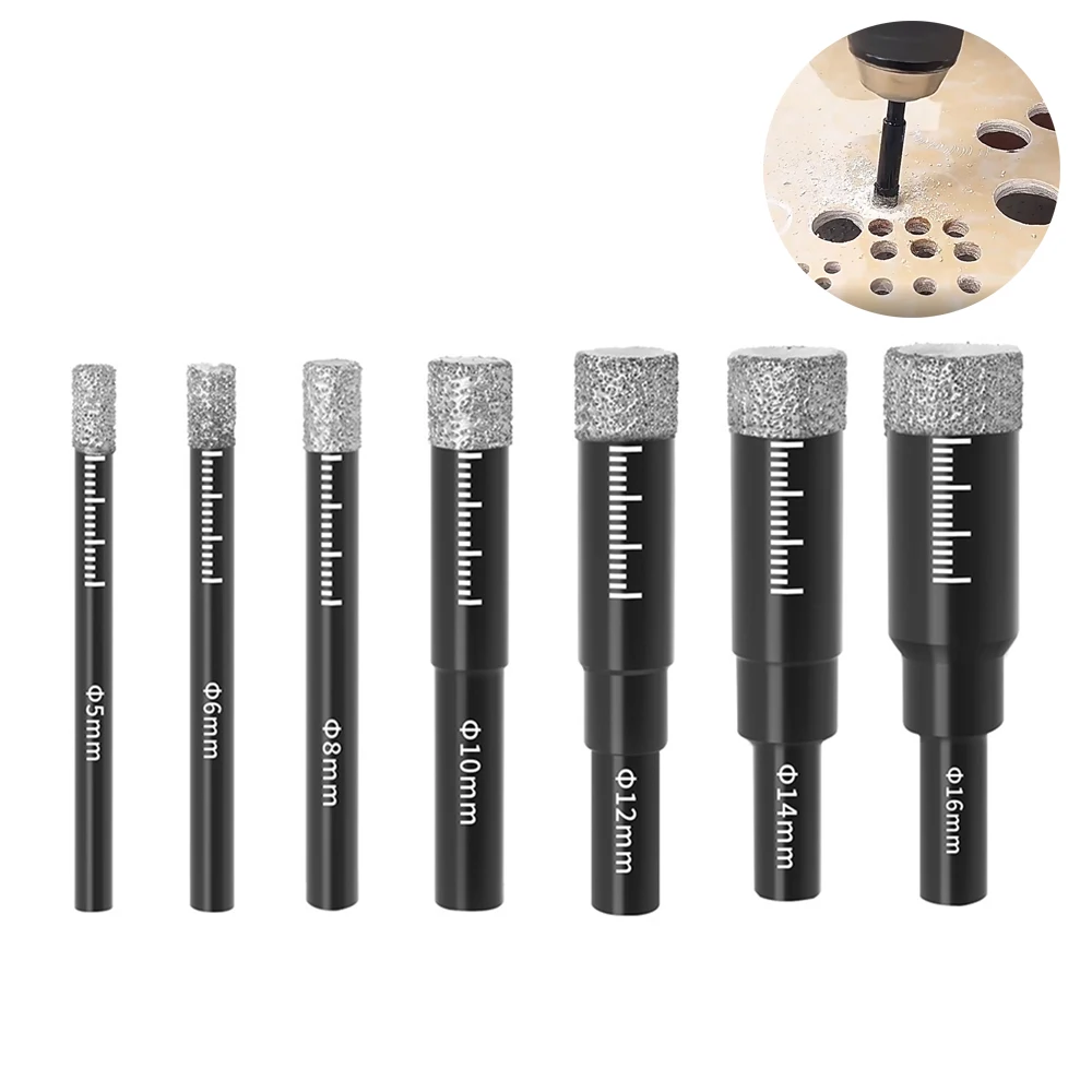 1PC Diamond Brazing Hole Opener 5-16mm Multifunctional Round Handle Dry Drilling Stone Vitrified Brick All Ceramic Drill Bit