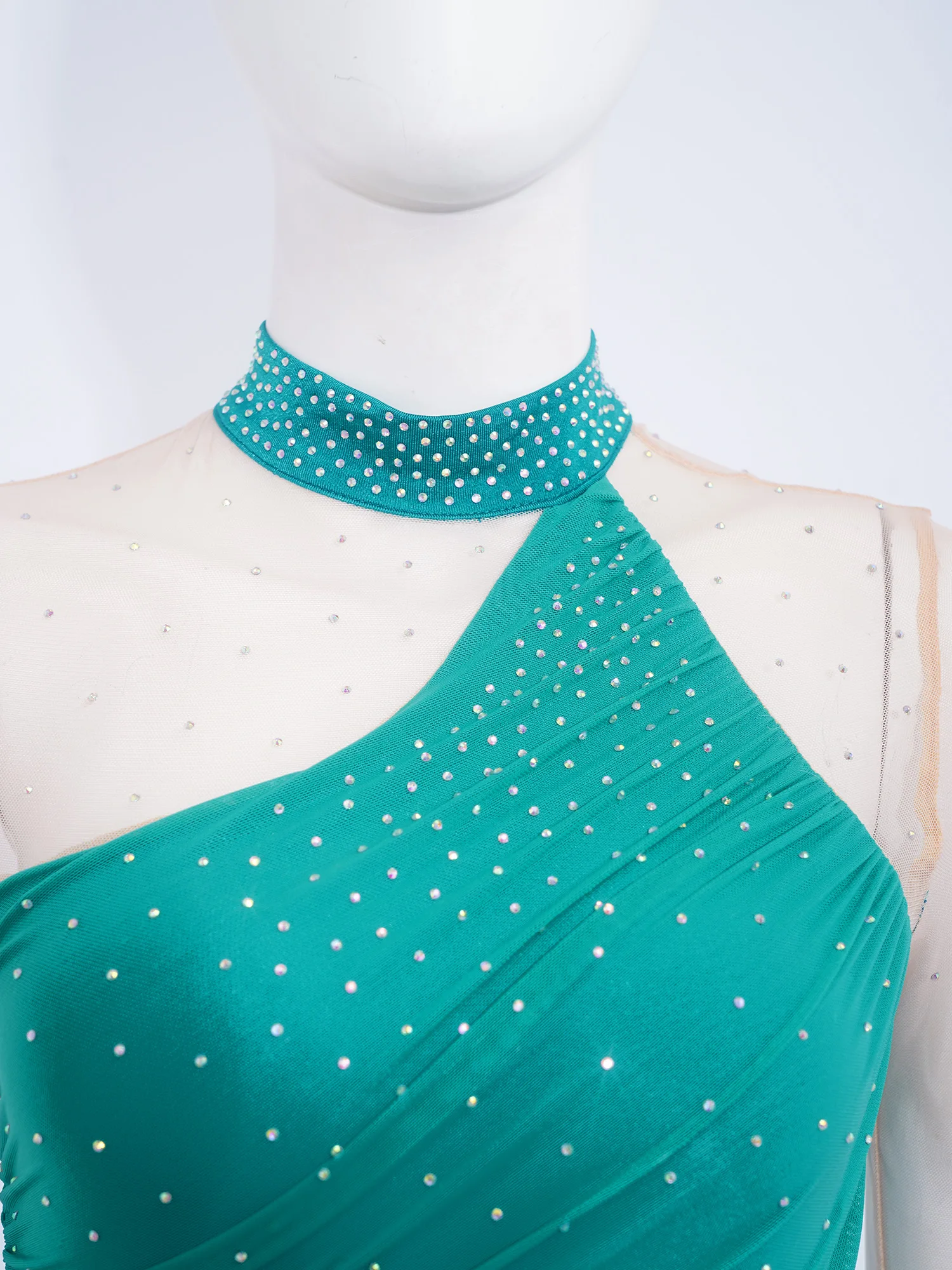 

Women Figure Skating Ballet Lyrical Dance Dress Long Sleeve Mesh Skirt Patchwork Bodysuit Modern Contemporary Skating Dancewear