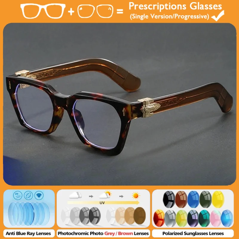 

KUXA (XL) Trendy Anti Blue Ray Polygon Myopia Prescription Glasses High Quality Men Polarized Multifocal Optical Sun Eyeware