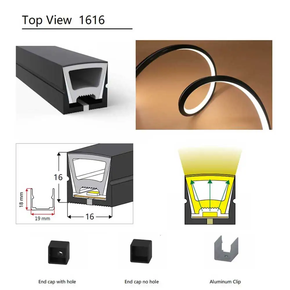FUNZENXIN LED Neon Schwarz Röhre 1m 2m 3m 4m 5m IP67 Wasserdichte Silikon Weiche Lampe für WS2812B WS2811 SK6812 Streifen Licht Außen Dekoration 3