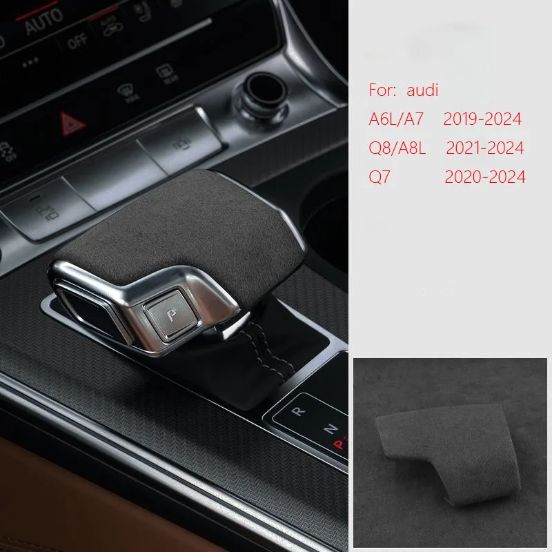 Suède lederen versnellingspookknophoes, auto-accessoire, trim voor Audi A3 A3L A4 A4L A5 A6L A8L S6 A7 Q2L Q3 Q5L Q7 Q8