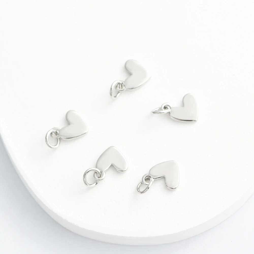 4PCS 9*9MM 18K Gold/Rhodium Plated Brass Heart Charms Pendants Jewelry Making Accessories Materials Wholesale Hypoallergenic ﻿