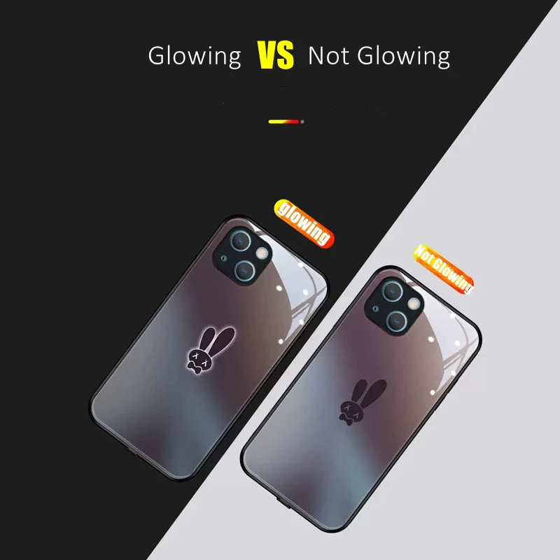 

Special LED Light Glowing Luminous Tempered Glass Phone Case for OPPO Reno 5 6 7 8 9 Find X5 Pro Plus SE Couple Accessories