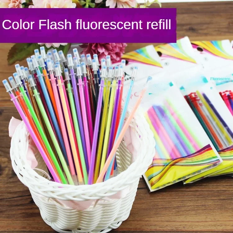 

12-100 шт./компл., многоцветные стержни для гелевой ручки, стержни для рисования, блестящие маркеры для ручек, художественные маркеры, школьные и офисные принадлежности