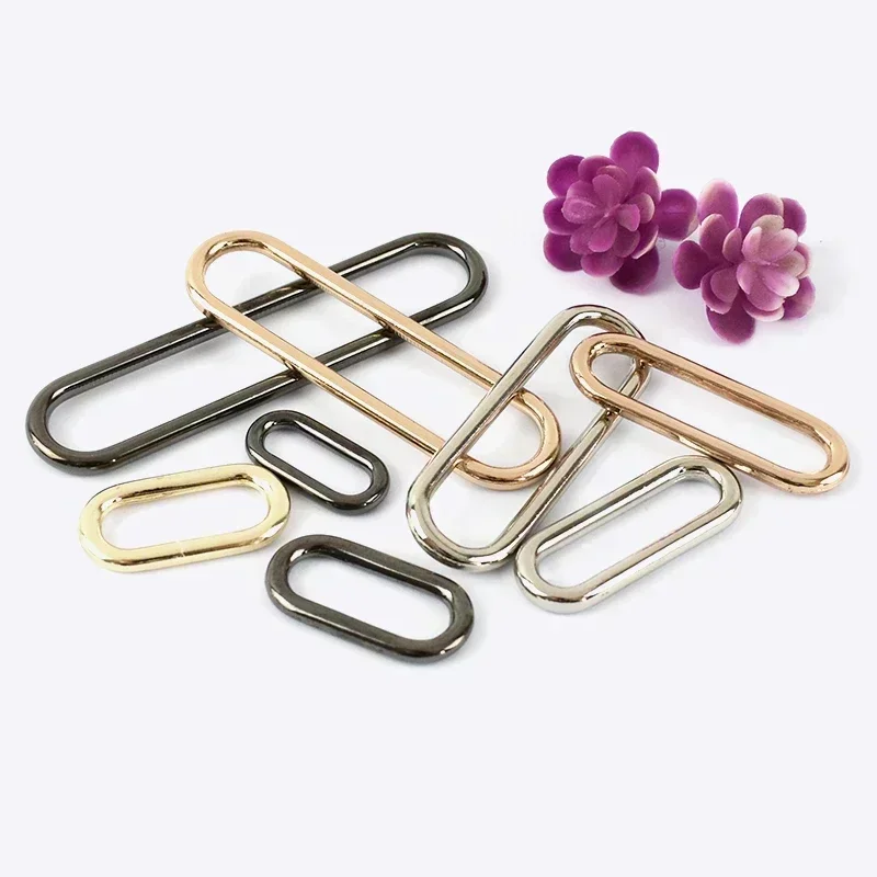 10Pcs Meetee 15mm-60mm O Ring Seamless Oval Metal Buckles for Shoes Handbag Egg Button Hardware Luggage Accessories