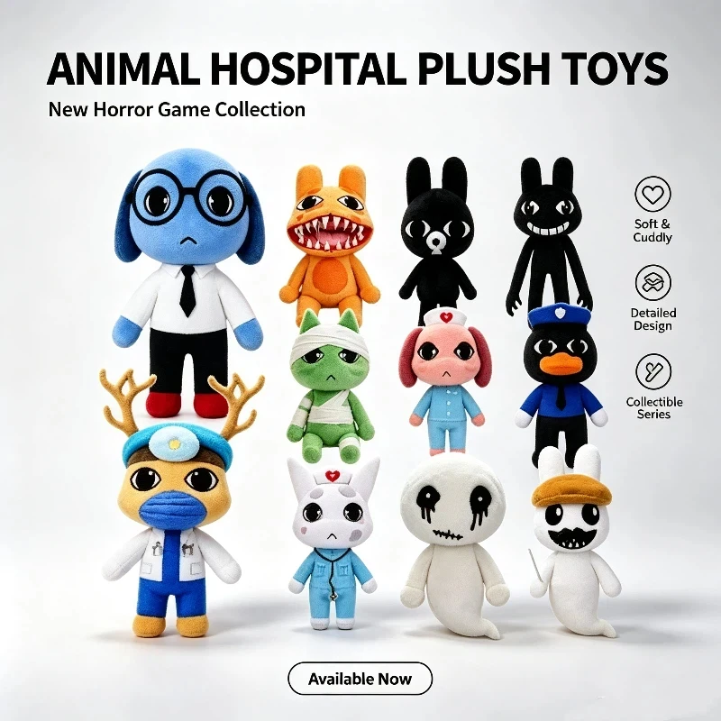 Cartoon Animal Hospital Stuffed Plush Doll Multi-Style Soft Animal Figure Plush Cute Cartoon Collectible For Fans Home Decor