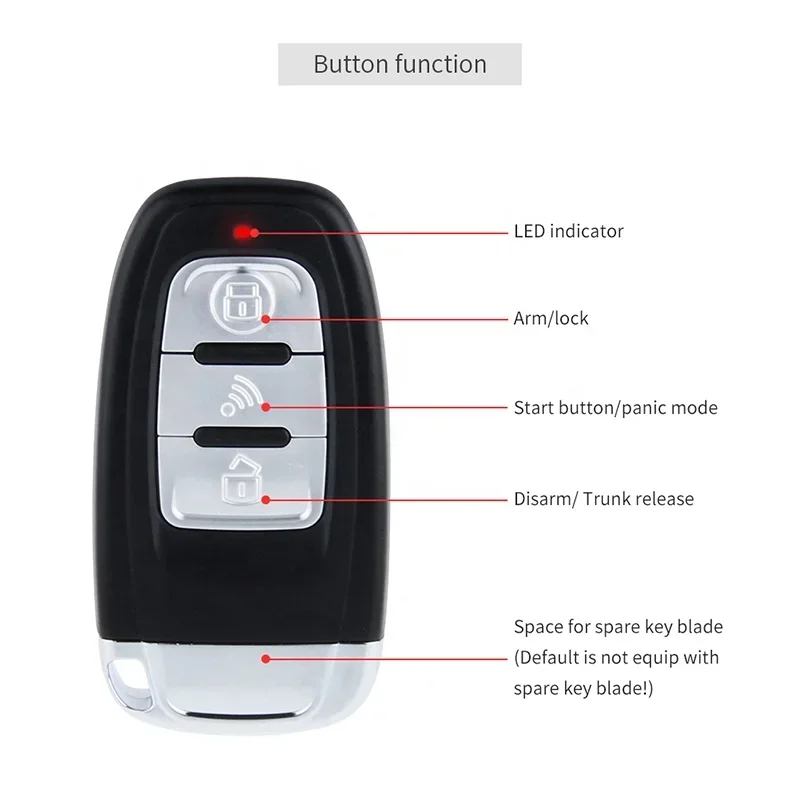 Shock Warning Pke Keyless Entry Car Alarm Security System Push Button Starter Remote Engine Start Stop