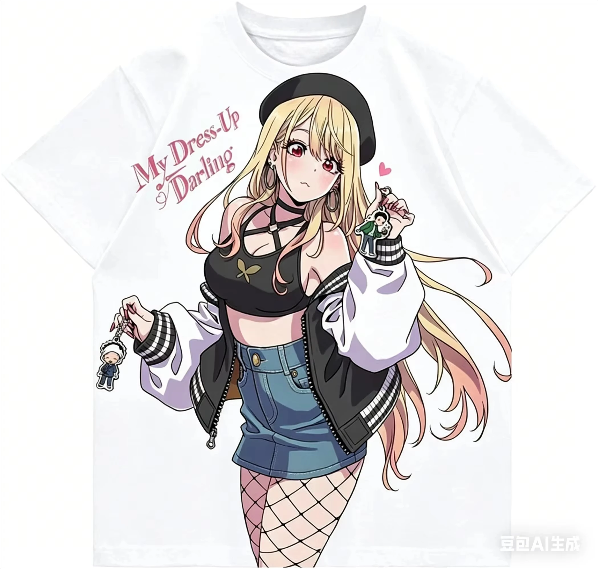 Camiseta Unissex de Algodão Solta e Confortável para o Verão com Estampa Kitagawa Marin My Dress Up Darling - Presente de Anime para Mulheres e Homens