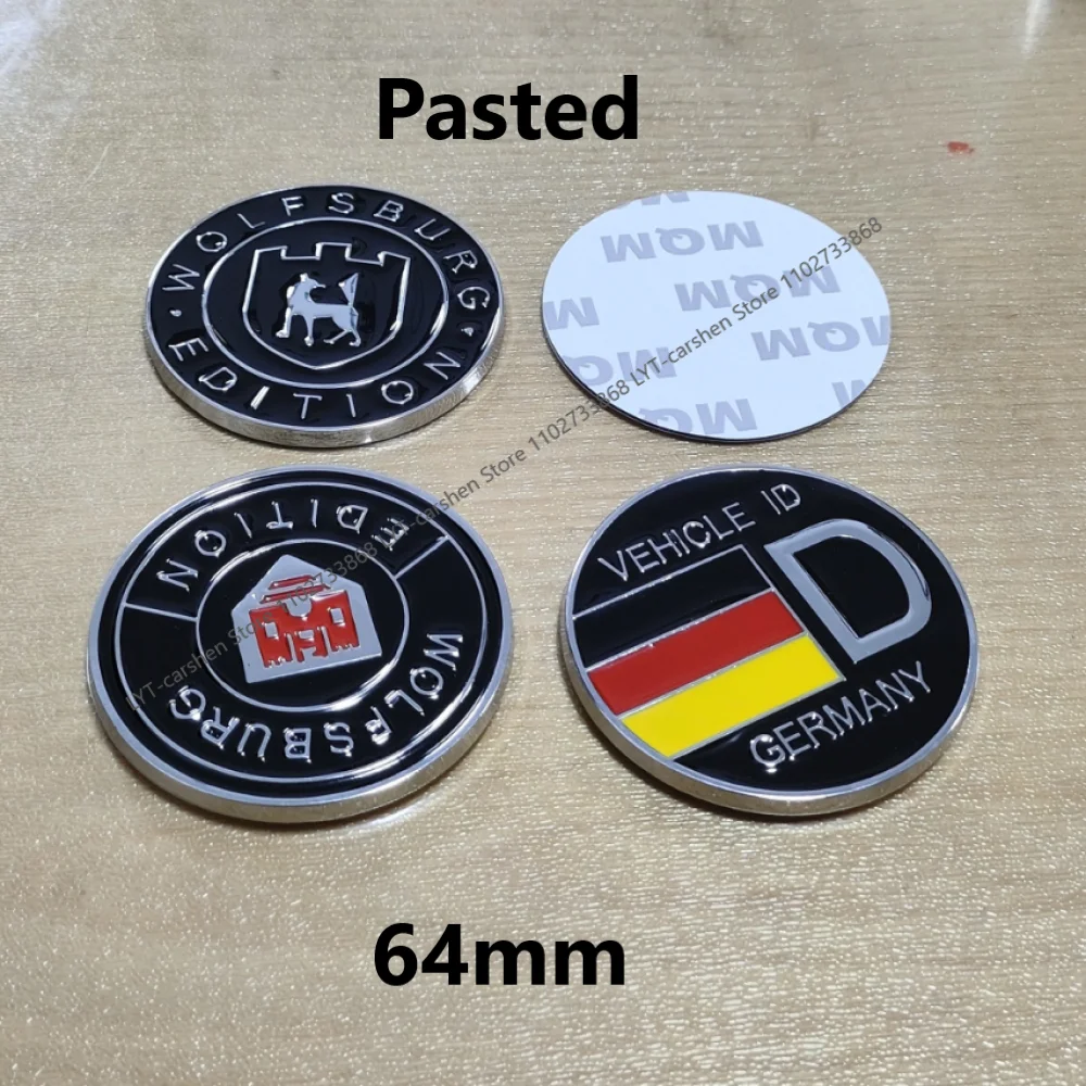 

1pcs 64mm metal badge for VW VEHICLE ID wolfsburg edition logo car emblem Badge Side or Rear trunk badge sticker accessories