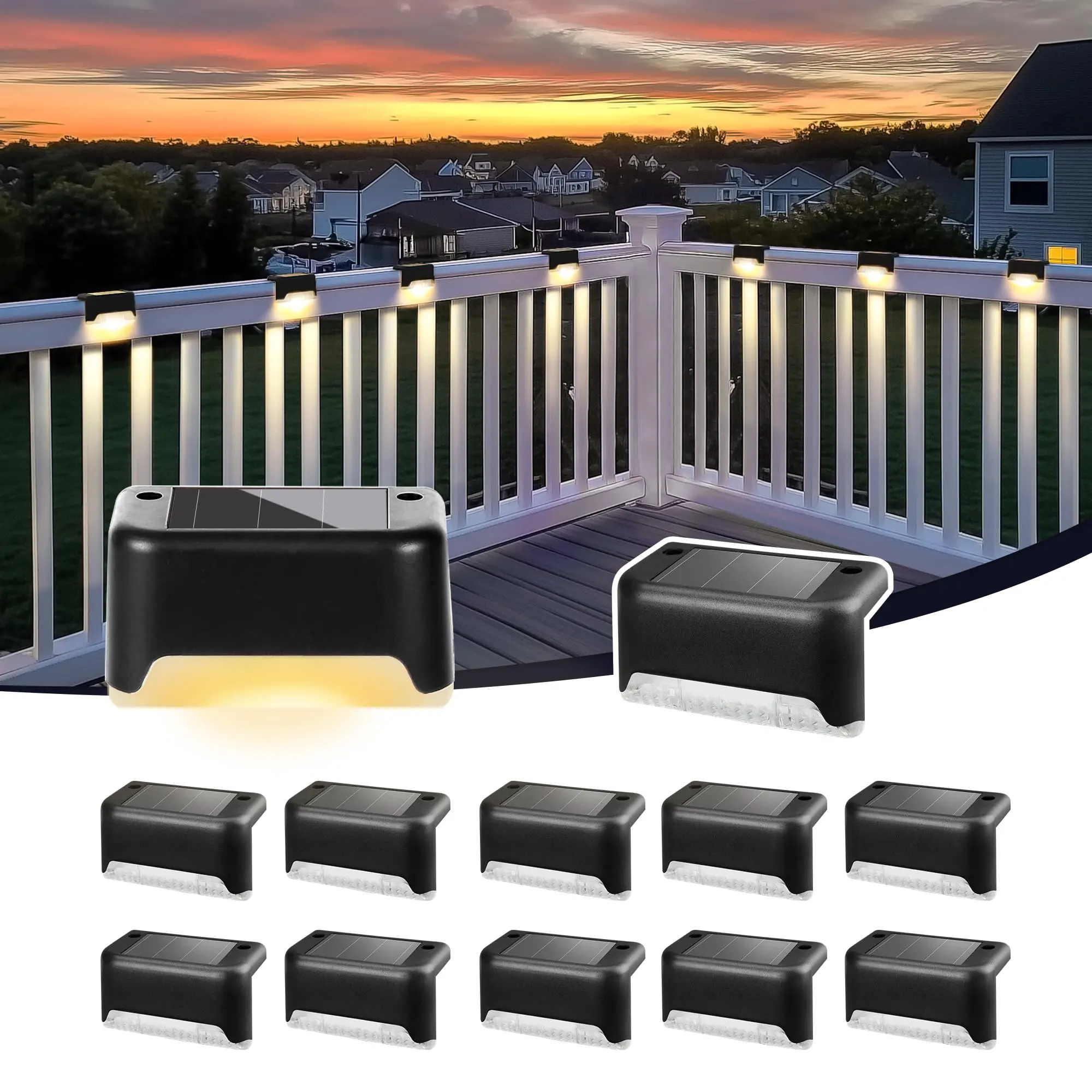 Solar Deck Lights 12 Pack, Waterproof Led Lights, Warm White Solar LED Lights for Outdoor Deck Step Stairs, Step, Fence, Yard, Patio, and Pathway