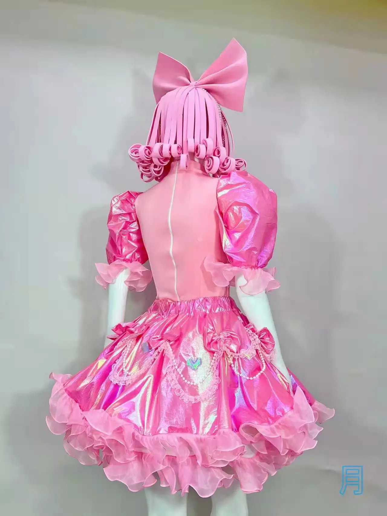 Adult Role Playing Performance Clothes Lovely Cosplay Costume Pink Puff Sleeve Bodysuit Tutu Dress Dancer Singer Stage Wear