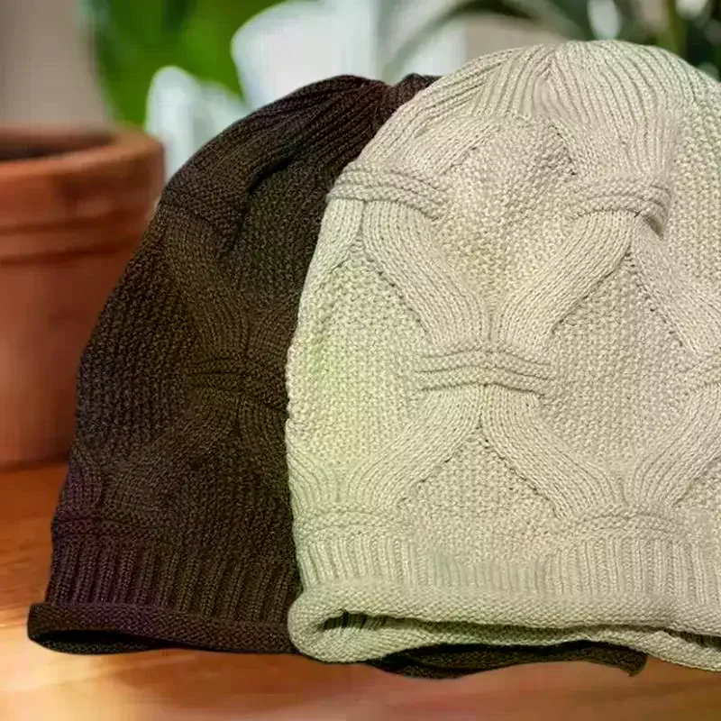 Autumn Winter Rolled Edge Knitted Cap Fashion Women's Outside Sports Cold Protection Warm Beanie Hat
