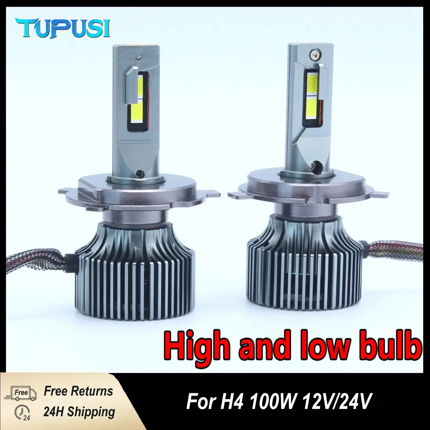 

2PCS 24V 100W LED Car Headlight Bulbs Powerful 20000LM Replaceable Kit Xeon LED Plug&Play 12V H4 Car Headlight Bulb ﻿