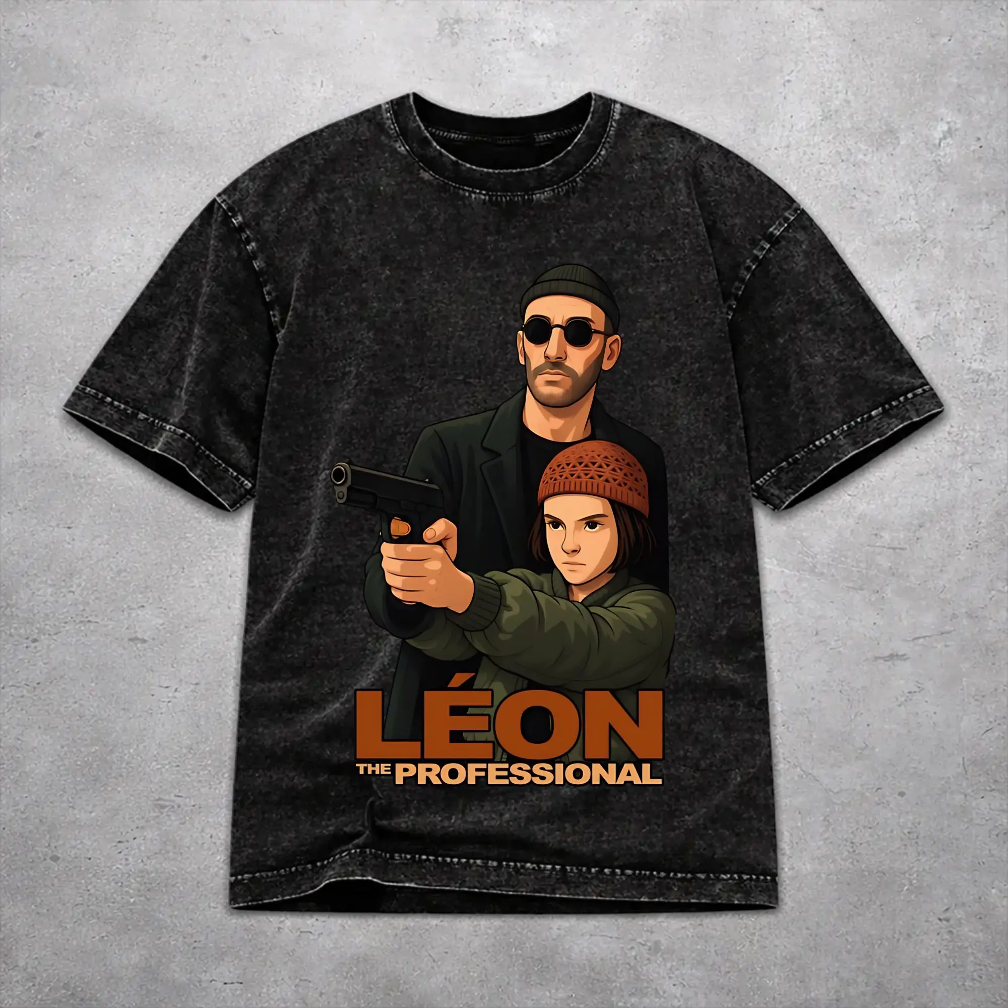 Vintage Leons Movie The Professional Apparel T-Shirts for Men Women  Washed Cotton Tee Shirts Clothes
